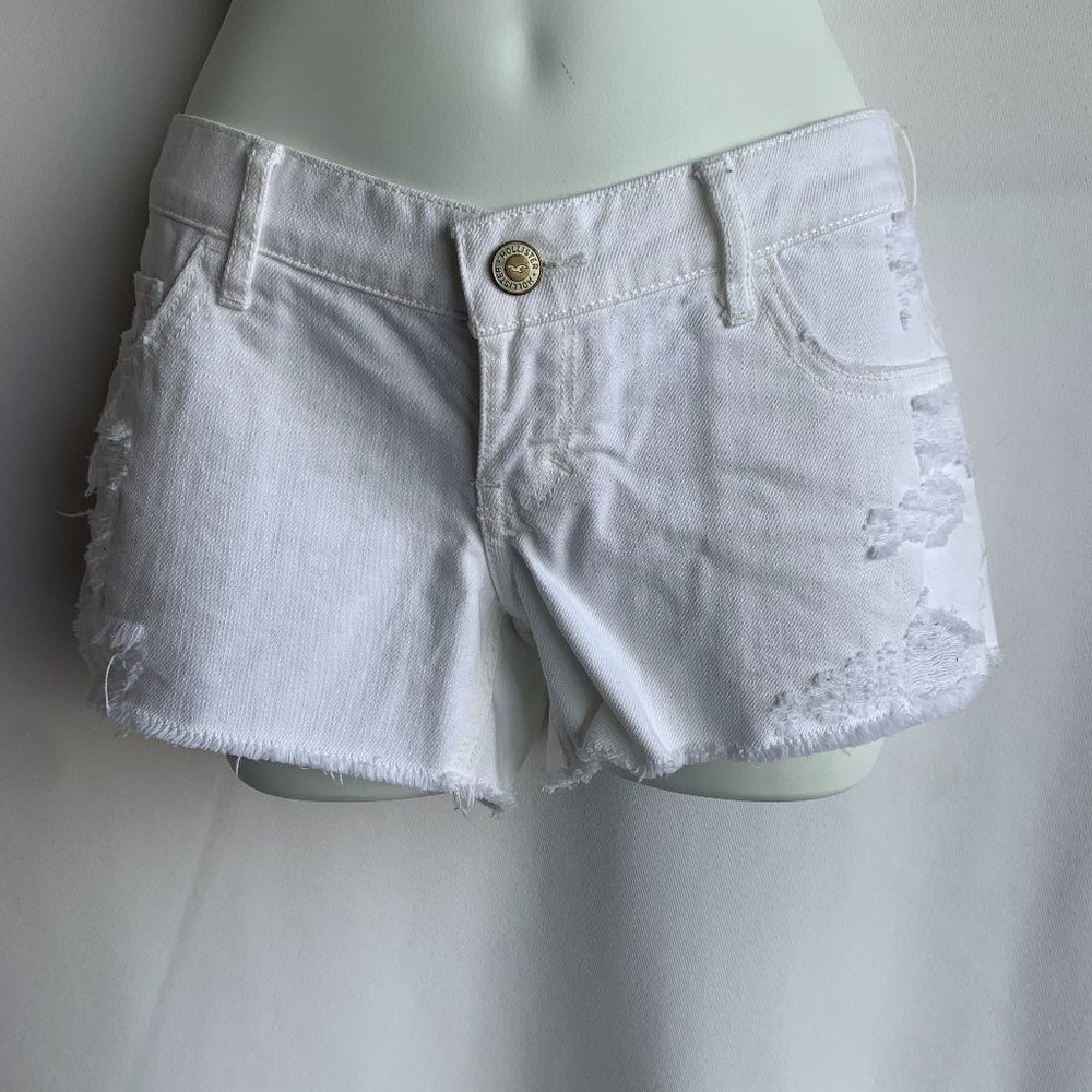 Hollister white distressed cutoff shorts sz 3/26